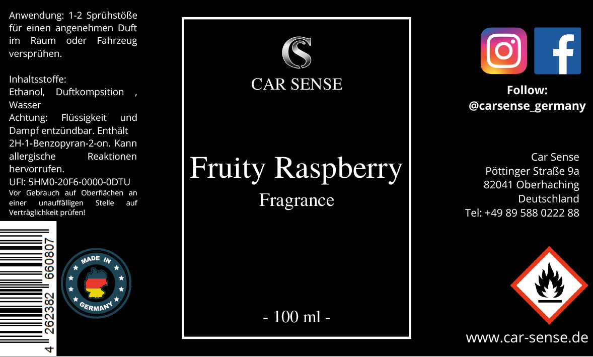 Car Sense Fruity Cherry Auto-parfüm 100 ml Sprühflasche der perfekte Duft  für dein Fahrzeug